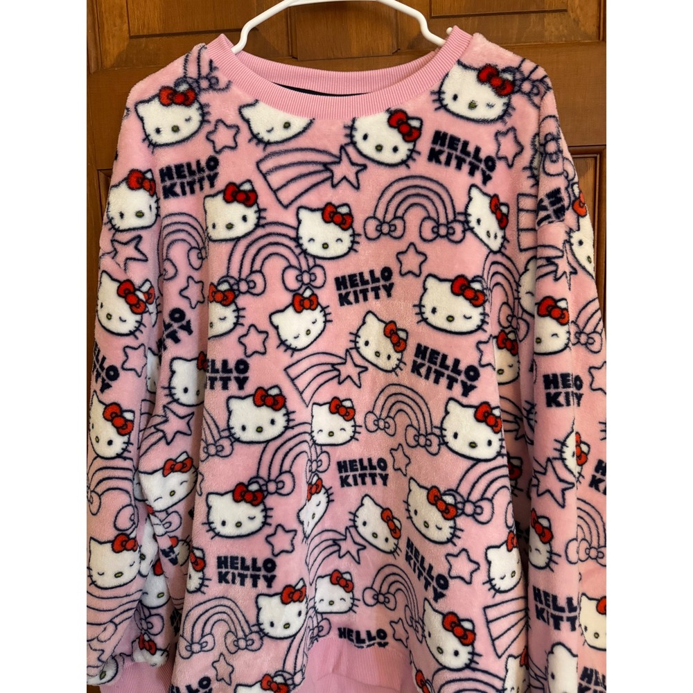 Hello Kitty Plush Pullover Sweatshirt Womens XL Pink Ultrasoft‎ Loungewear Dorm